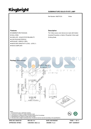 AM27YC03 datasheet - SUBMINIATURE SOLID STATE LAMP