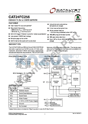 CAT24FC256LETE13 datasheet - 256K-Bit I2C Serial CMOS EEPROM