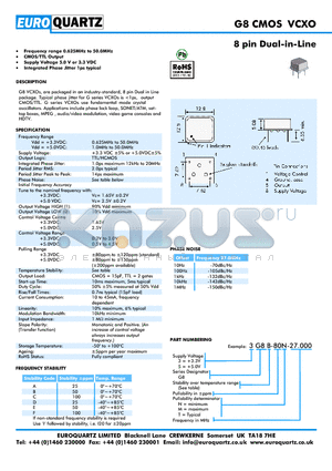 3G8D-80M-27.000 datasheet - 8 pin Dual-in-Line