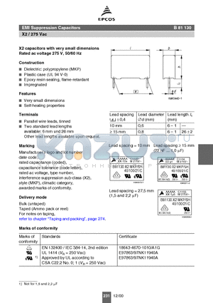 B81130-C1473 datasheet - EMI Suppression Capacitors