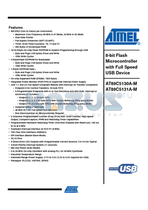 AT89C5130A-M_08 datasheet - 8-bit Flash Microcontroller with Full Speed USB Device