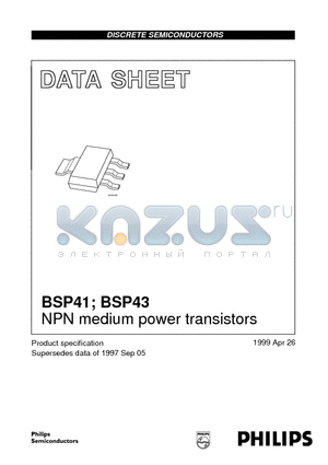 BSP43 datasheet - NPN medium power transistors