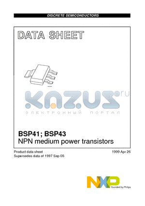 BSP43 datasheet - NPN medium power transistors