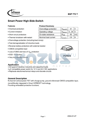 BSP772T datasheet - Smart Power High-Side-Switch