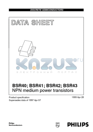 BSR41 datasheet - NPN medium power transistors