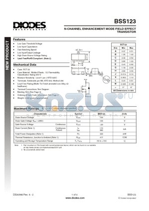 BSS123 datasheet - N-CHANNEL ENHANCEMENT MODE FIELD EFFECT TRANSISTOR