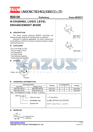 BSS138 datasheet - N-CHANNEL LOGIC LEVEL ENHANCEMENT MODE