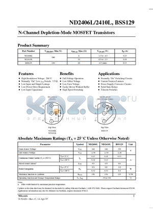 BSS129 datasheet - N-Channel Depletion-Mode MOSFET Transistors