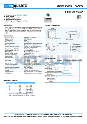 3GPF8-D-80N-27.000 datasheet - 8 pin DIL VCXO