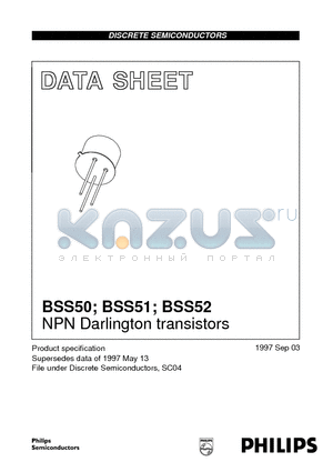 BSS50 datasheet - NPN Darlington transistors