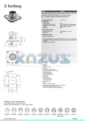 031807-1 datasheet - Rundsteckverbinder mit Schraubverschluss nach IEC 60130-9 und AISG-Spezifikation, IP 68