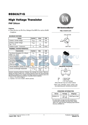 BSS63LT1 datasheet - High Voltage Transistor