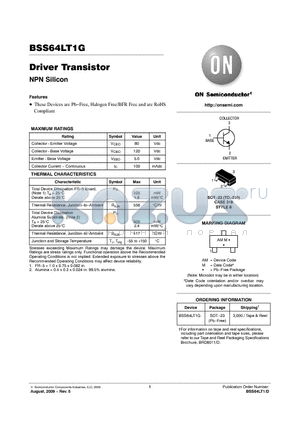 BSS64LT1 datasheet - Driver Transistor