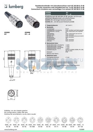 03209806 datasheet - Rundsteckverbinder mit Schraubverschluss nach IEC 60130-9, IP 40