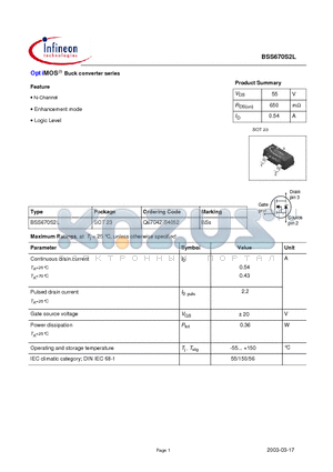 BSS670S2L datasheet - OptiMOS Buck converter series