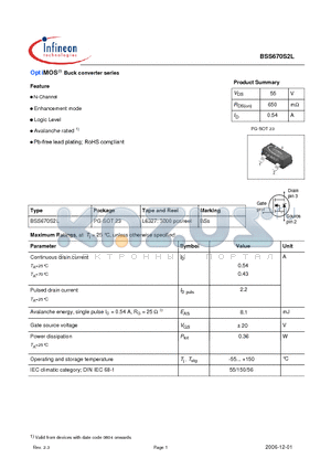 BSS670S2L datasheet - OptiMOS Buck converter series