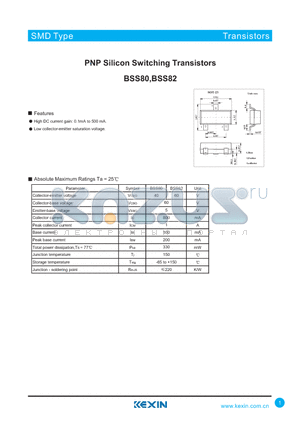 BSS82 datasheet - PNP Silicon Switching Transistors