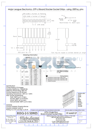 BSSQ-2-S datasheet - .079cl Single Row Board Stacker Socket Strips