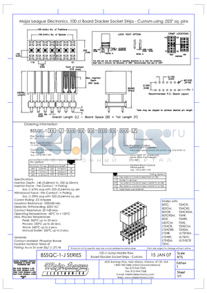 BSSQC-1-J datasheet - .100 cl Jump Middle Row Board Stacker Socket Strips - Custom
