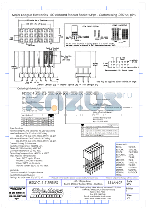 BSSQC-1-T datasheet - .100 cl Triple Row Board Stacker Socket Strips - Custom