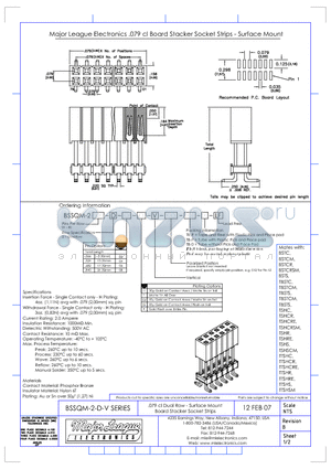 BSSQM-2-D datasheet - .079 cl Dual Row - Surface Mount Board Stacker Socket Strips