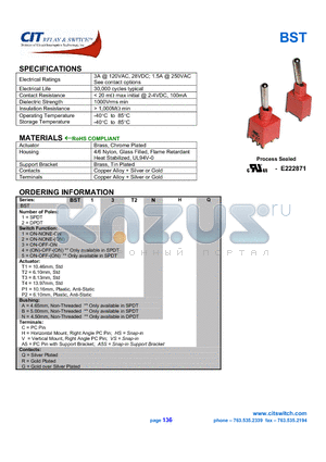 BST11P2B datasheet - CIT SWITCH