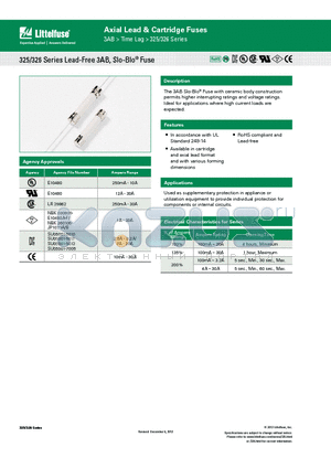 0325.175MXP datasheet - 325/326 Series Lead-Free 3AB, Slo-Blo^ Fuse