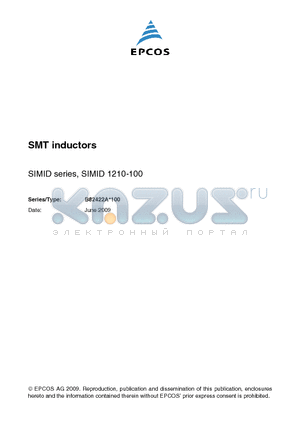 B82422A1222K100 datasheet - SMT inductors