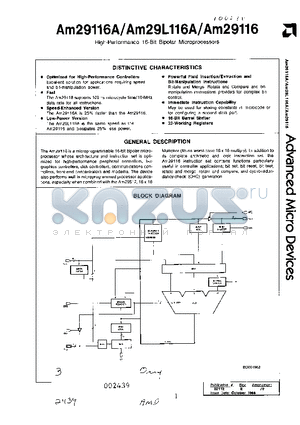 AM29116ADC datasheet - High-Performance 16-Bit Bipolar Microprocessors