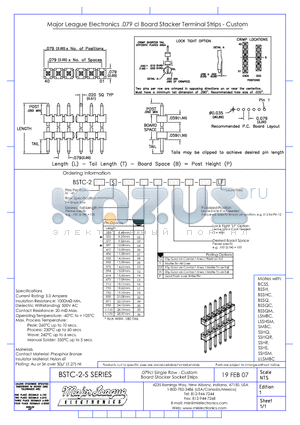 BSTC-2-S datasheet - .079cl Single Row - Custom Board Stacker Socket Strips