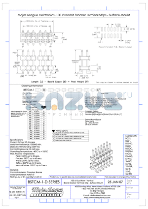 BSTCM-1-D datasheet - .100 cl Dual Row - Vertical Board Stacker Terminal Strip - Surface Mount