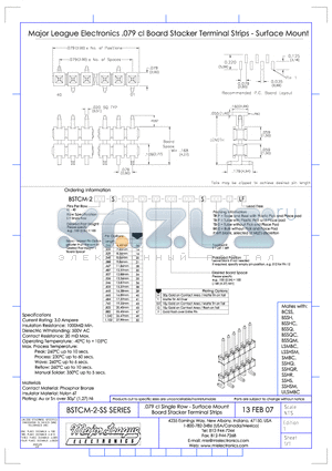 BSTCM-2-SS datasheet - .079 cl Single Row - Surface Mount Board Stacker Terminal Strips