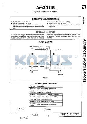 AM29118DC datasheet - Eight-Bit AM29116 I/O Support