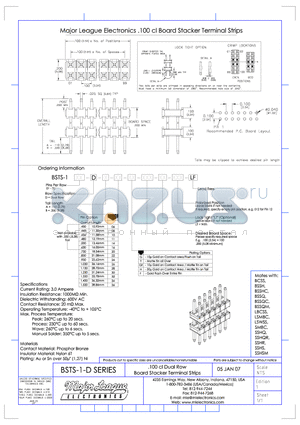 BSTS-1-D datasheet - .100 cl Dual Row Board Stacker Terminal Strips