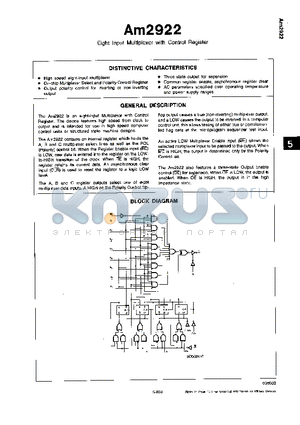 AM2922DM datasheet - Eight Input multiplexer with Control Register