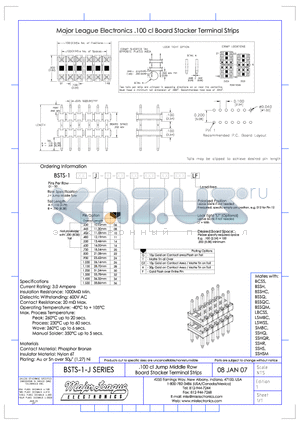 BSTS-1-J datasheet - .100 cl Jump Middle Row Board Stacker Terminal Strips