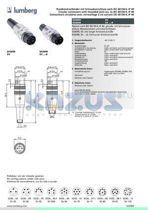 033099 datasheet - Rundsteckverbinder mit Schraubverschluss nach IEC 60130-9, IP 40