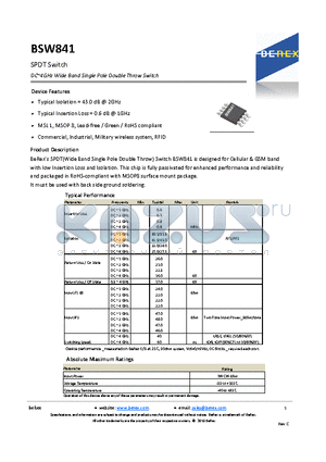 BSW841 datasheet - SPDT Switch