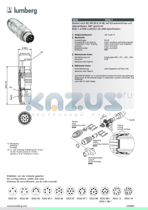 033205 datasheet - Rundsteckverbinder mit Schraubverschluss nach IEC 60130-9 und AISG-Spezifikation, IP 68