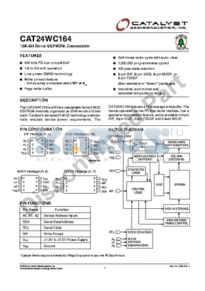 CAT24WC164LITE13 datasheet - 16K-Bit Serial EEPROM, Cascadable