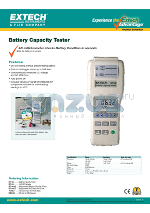 BT100 datasheet - Battery Capacity Tester