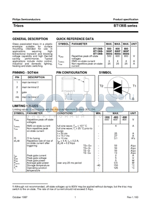 BT136 datasheet - Triacs