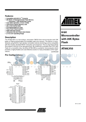 AT89LV55-12AC datasheet - 8-bit Microcontroller with 20K Bytes Flash