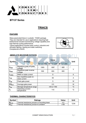 BT137 datasheet - TRIACS