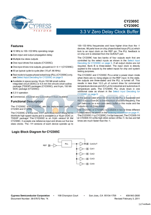 CY2305C datasheet - 3.3 V Zero Delay Clock Buffer