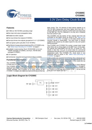 CY2305C-1H datasheet - Zero Delay Buffers