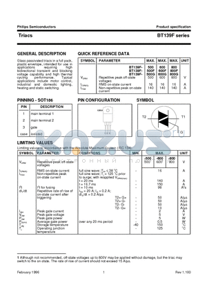 BT139F-800F datasheet - Triacs