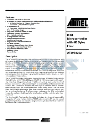 AT89S8252-24PC datasheet - 8-bit Microcontroller with 8K Bytes Flash