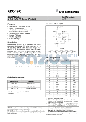 AT90-1263 datasheet - Digital Attenuator 31.0 dB, 5-Bit, TTL Driver, DC-3.0 GHz