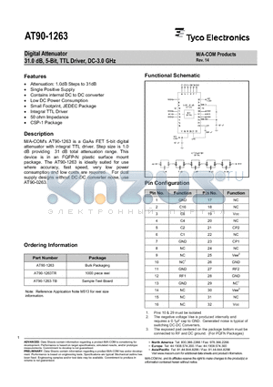 AT90-1263-TB datasheet - Digital Attenuator 31.0 dB, 5-Bit, TTL Driver, DC-3.0 GHz